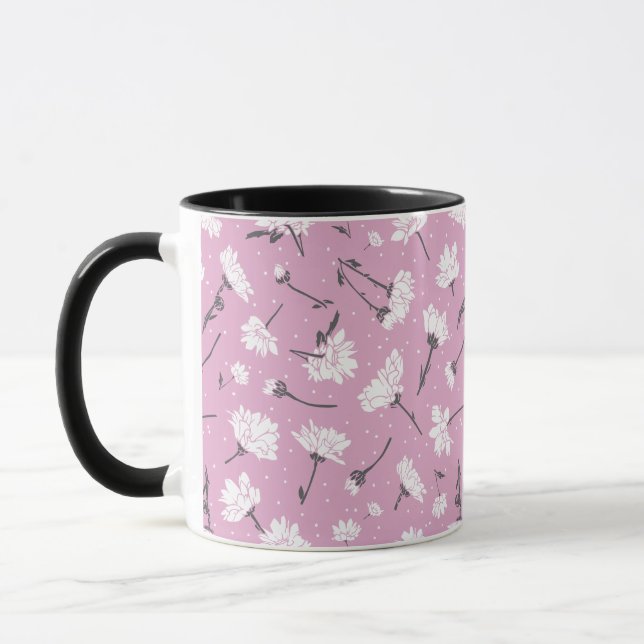 Rosa Blumenmuster-Design - Elegante Blume Art Tasse (Links)