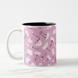 Rosa Blumenmuster-Design - Elegante Blume Art Zweifarbige Tasse