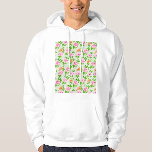 Rosa Blumenmuster Hoodie (Vorderseite)
