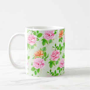 Rosa Blumenmuster Kaffeetasse