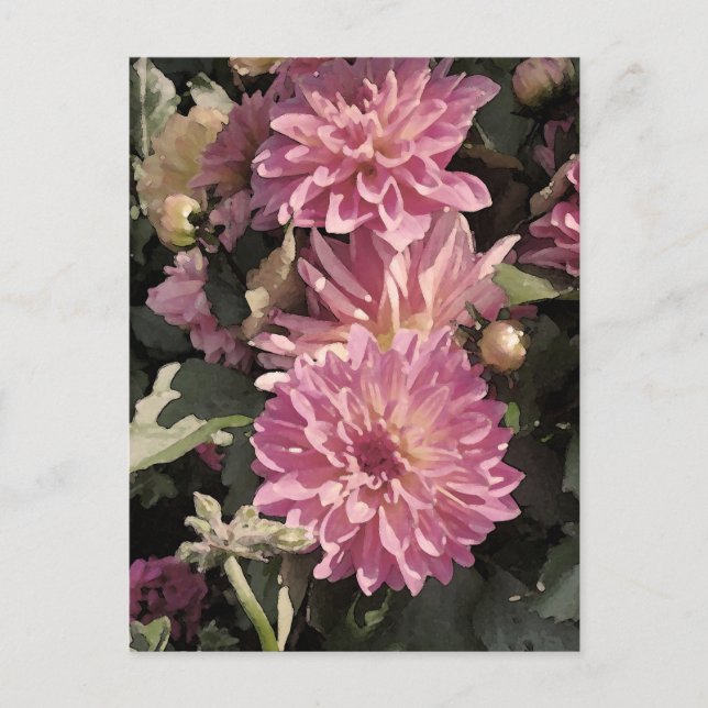 Rosa Blumenmuster Kunst von Renee Lavoie Postkarte (Vorderseite)