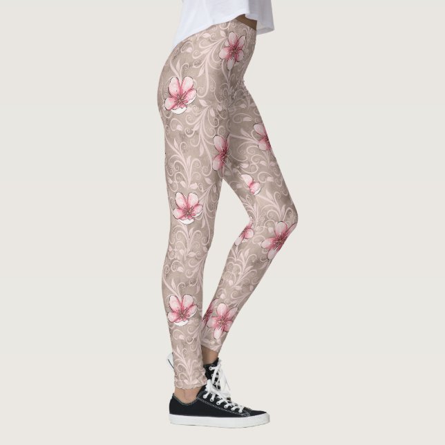 Rosa Blumenmuster Leggings (Rechts)