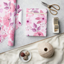 Rosa Blumenmuster mit eleganten Blüten Geschenkpapier