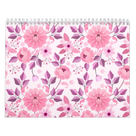 Rosa Blumenmuster mit eleganten Blüten Kalender
