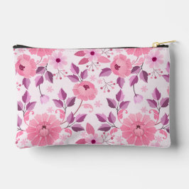 Rosa Blumenmuster mit eleganten Blüten Zubehörtasche