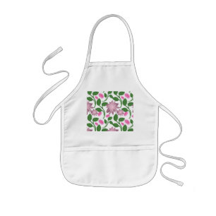 Rosa Blumenmuster mit grünen Blättern Kinderschürze