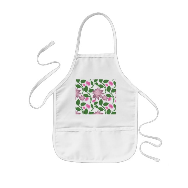 Rosa Blumenmuster mit grünen Blättern Kinderschürze (Vorne)
