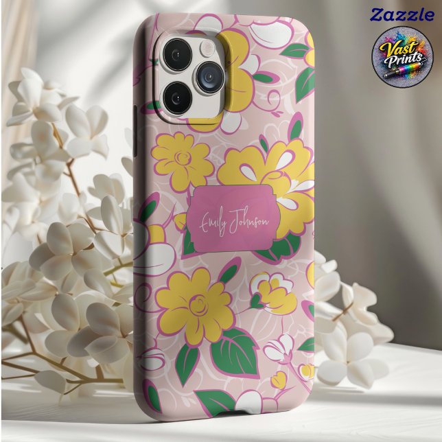 Rosa Blumenmuster mit individuellem Namen Case-Mate iPhone Hülle (Pink Floral Pattern Custom Name Case-Mate iPhone Case
)