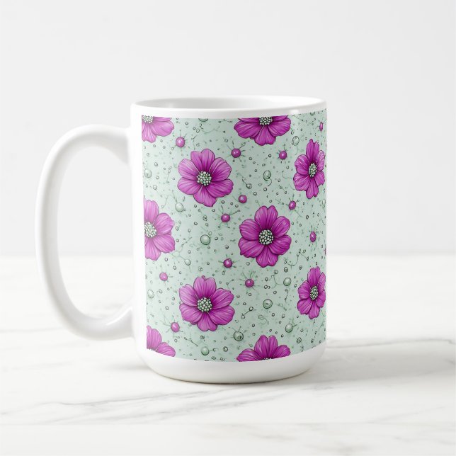Rosa Blumenmuster mit Tröpfchen Kaffeetasse (Links)
