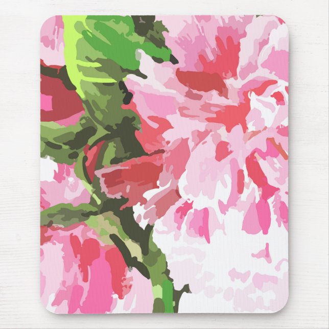 Rosa Blumenmuster Mousepad (Vorne)