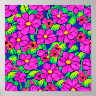 Rosa Blumenmuster Poster