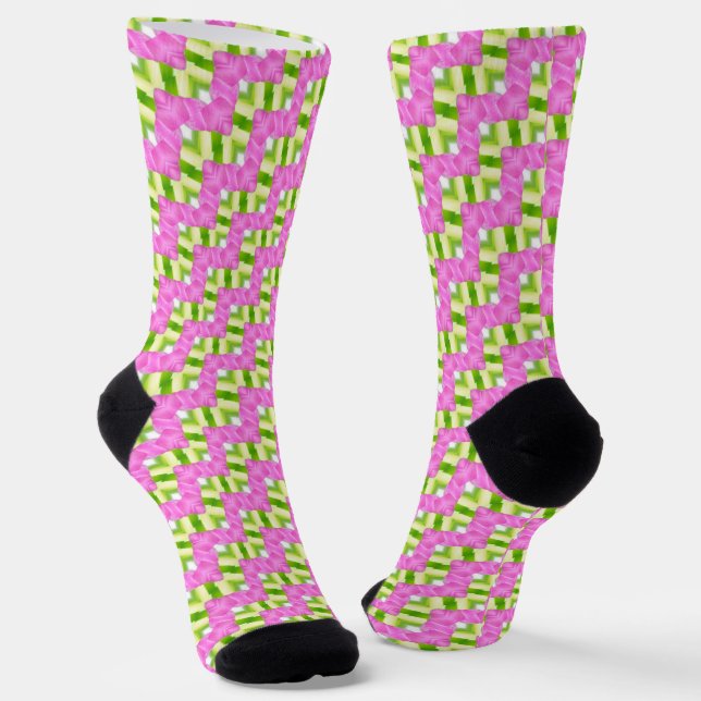 Rosa Blumenmuster Socken (Gewinkelt)