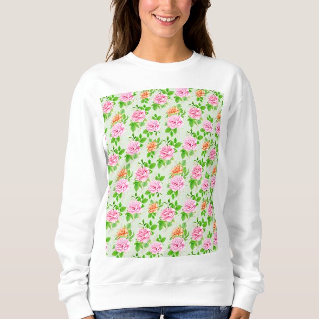 Rosa Blumenmuster Sweatshirt (Vorderseite)