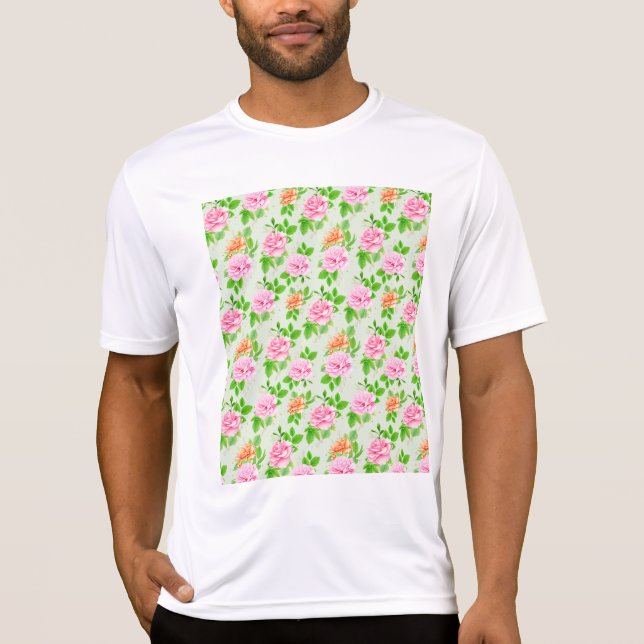 Rosa Blumenmuster T-Shirt (Vorderseite)