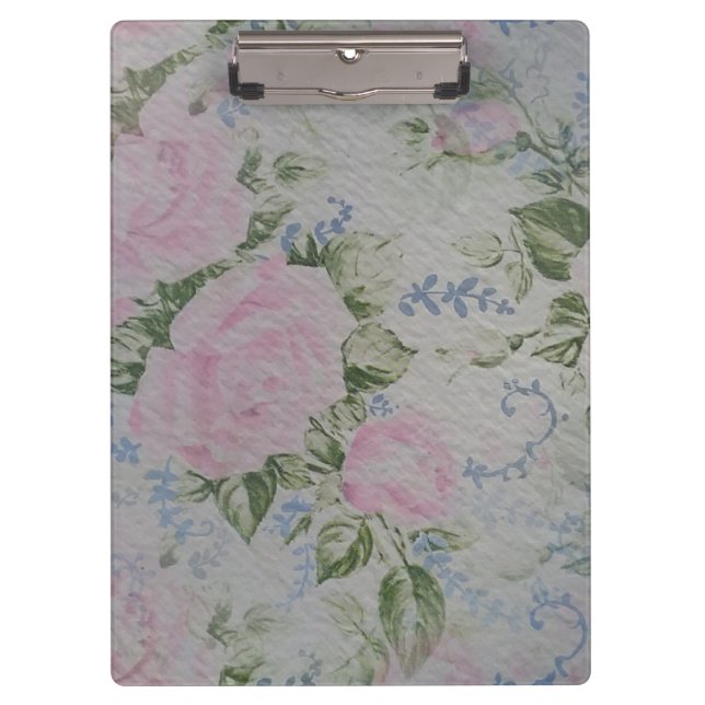 Rosa Blumenmuster Vintage Klemmbrett (Vorderseite)