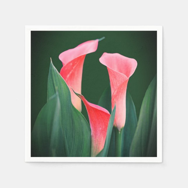 Rosa Blumenpapier-Partyservietten Serviette (Vorderseite)