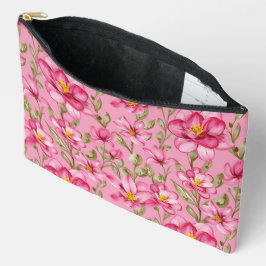 Rosa Blumenprint Kosmetiktasche Zubehörtasche