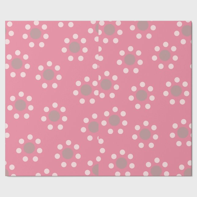 Rosa Blumenpunkt-Geschenkpapier Geschenkpapier (Saum)
