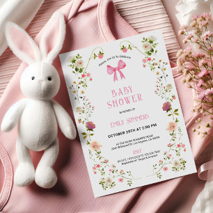 Rosa Blumenrahmen-Baby-Shower-Einladung Save The Date