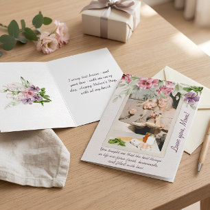 Rosa Blumenrahmen Editierbare Foto Muttertagskarte Karte