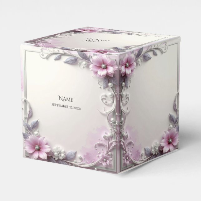 Rosa Blumenrahmen Geschenkbox Geschenkschachtel (Vorderseite)