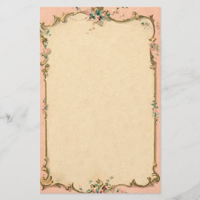 Rosa Blumenrand Briefpapier (Vorderseite)
