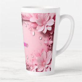 Rosa Blumenrand mit individuellem Namen Milchtasse