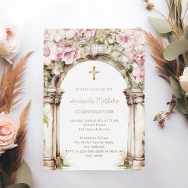 Rosa Blumenranken in Beige mit Roségold zur Firmun Folieneinladung