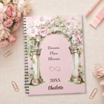 Rosa Blumenranken Inspirationszitat Notizbuch