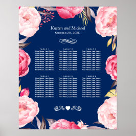 Rosa Blumenreste 6 Tische Hochzeitstabelle Poster