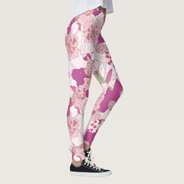 Rosa Blumenrhododendron-Leggings Leggings (Rechts)