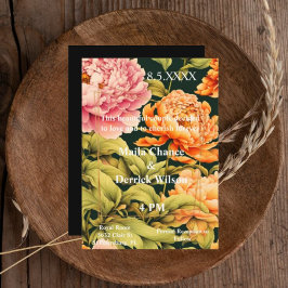 Rosa Blumenrosa, orange, grüne Rahmen Elegante Hoc Einladung