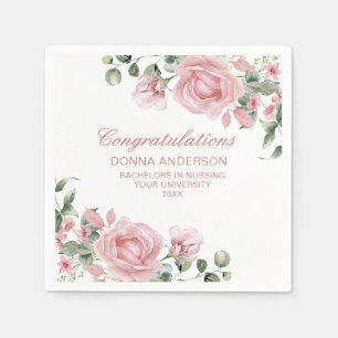 Rosa Blumenrose Abschlussfeier  Serviette