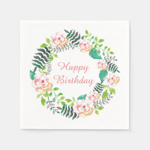 Rosa BlumenRosewreath-alles Gute zum Geburtstag Serviette