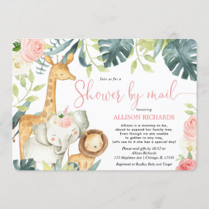 Rosa Blumensafari Dusche mit E-Mail Babydusche Einladung