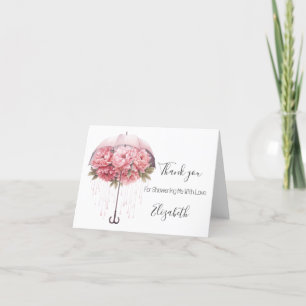 Rosa Blumenschirm Brautparty Baby Shower Dankeskarte