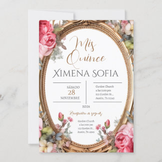 Rosa Blumenschmetterlinge Quinceañera Einladung