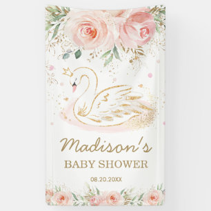 Rosa Blumenschwan Kinderdusche Geburtstag Hintergr Banner