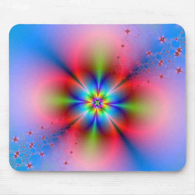 Rosa Blumenspray auf blauem Mousepad (Vorne)