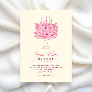 Rosa Blumenstrauß-Baby-Party Einladung