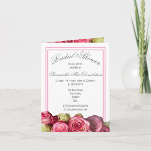 Rosa Blumenstrauß-Brautparty Einladung