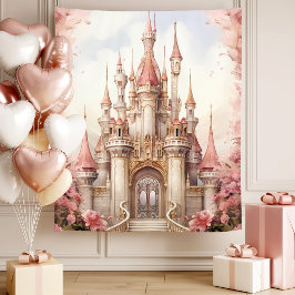 Rosa Blumenstrauß Burg Wandteppich