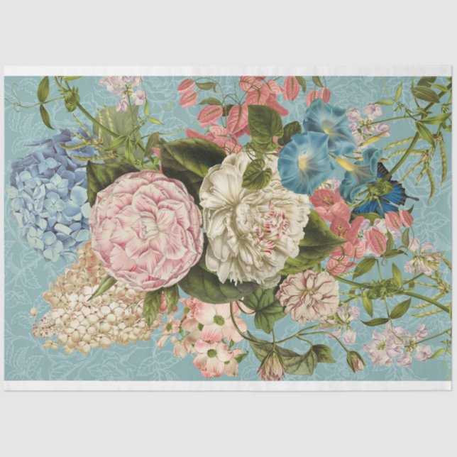 Rosa Blumenstrauß decoupage-Gewebe-Papier Seidenpapier (Vorderseite)