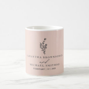 Rosa Blumenstrauß Florale Blumen Schrift Hochzeit Kaffeetasse