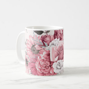 Rosa Blumenstrauß Kaffeetasse