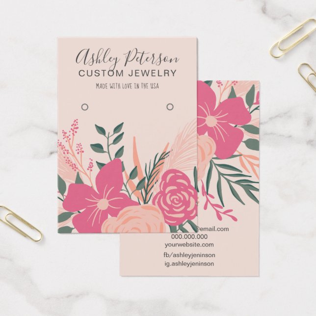 Rosa Blumenstrauß mit Pastellfarben Ohrring (Büro)