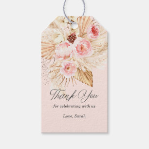 Rosa Blumenstrauß Pampelgras Kindermädchen Dusche Geschenkanhänger