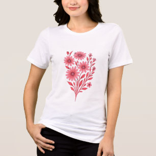 Rosa Blumenstrauß T-Shirt – Elegante Botanik Tri-Blend Shirt