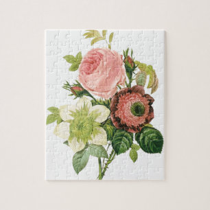 Rosa Blumenstrauß Vintage Puzzle