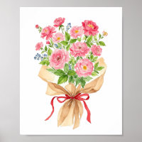Rosa Blumenstrauß Wasserfarben Kunst, Dichtung und